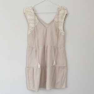 Altar'd State Cream Crochet Detailed boho summer‎ mini dress size S